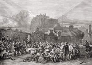 Unterzeichnung des Bundes im Greyfriars-Kirchhof, Edinburgh im Jahr 1638, aus 